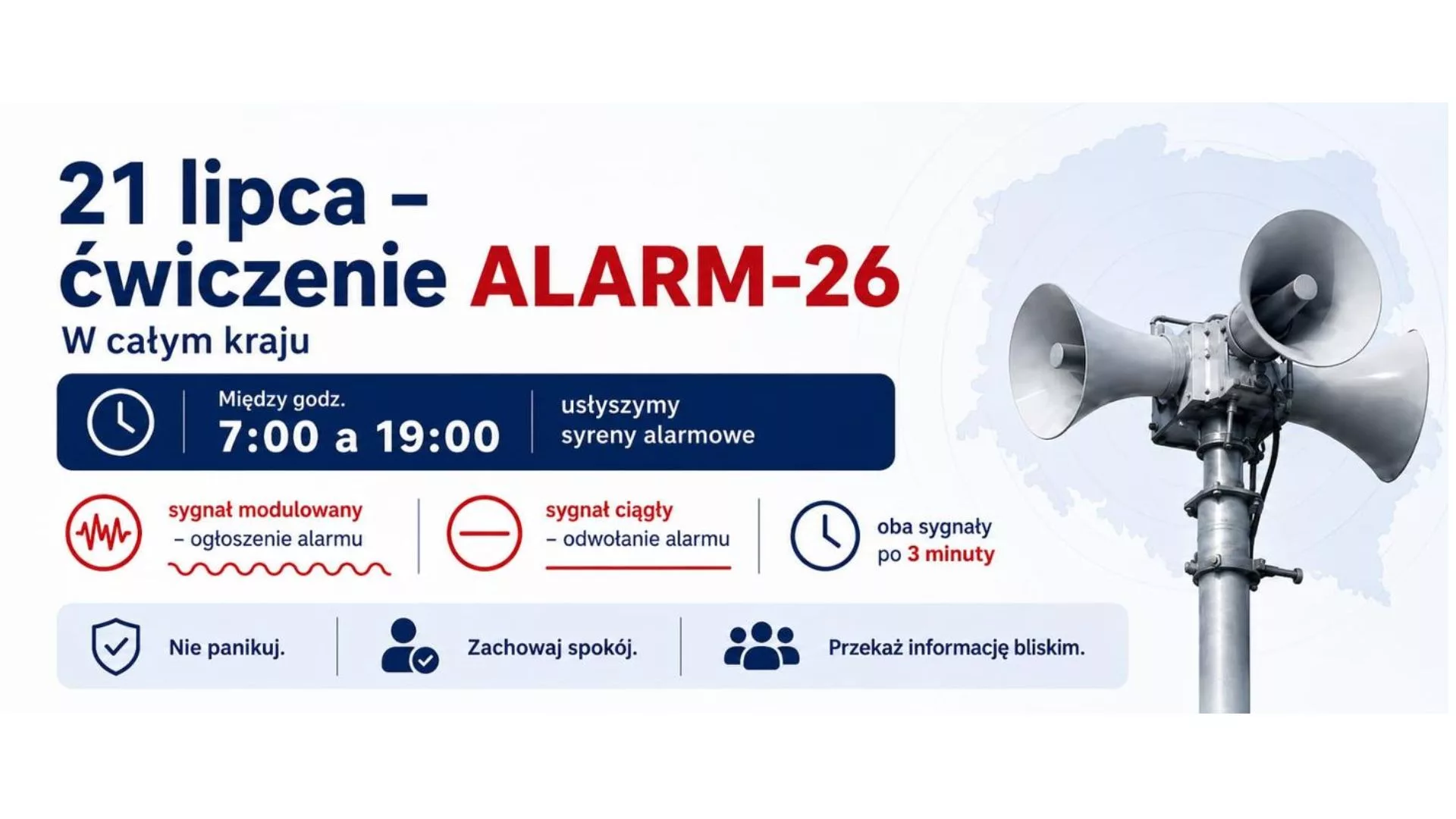 Syreny alarmowe zabrzmią w całej Polsce. To ćwiczenia, nie realne zagrożenie