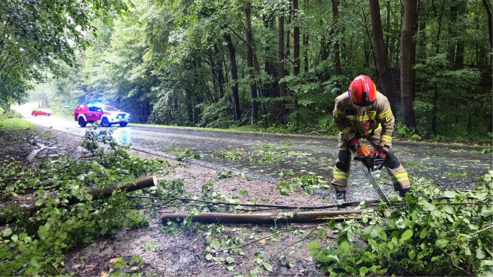 Już ponad 7300 interwencji po wichurach w Polsce. 128 tys. odbiorców bez prądu na Mazowszu